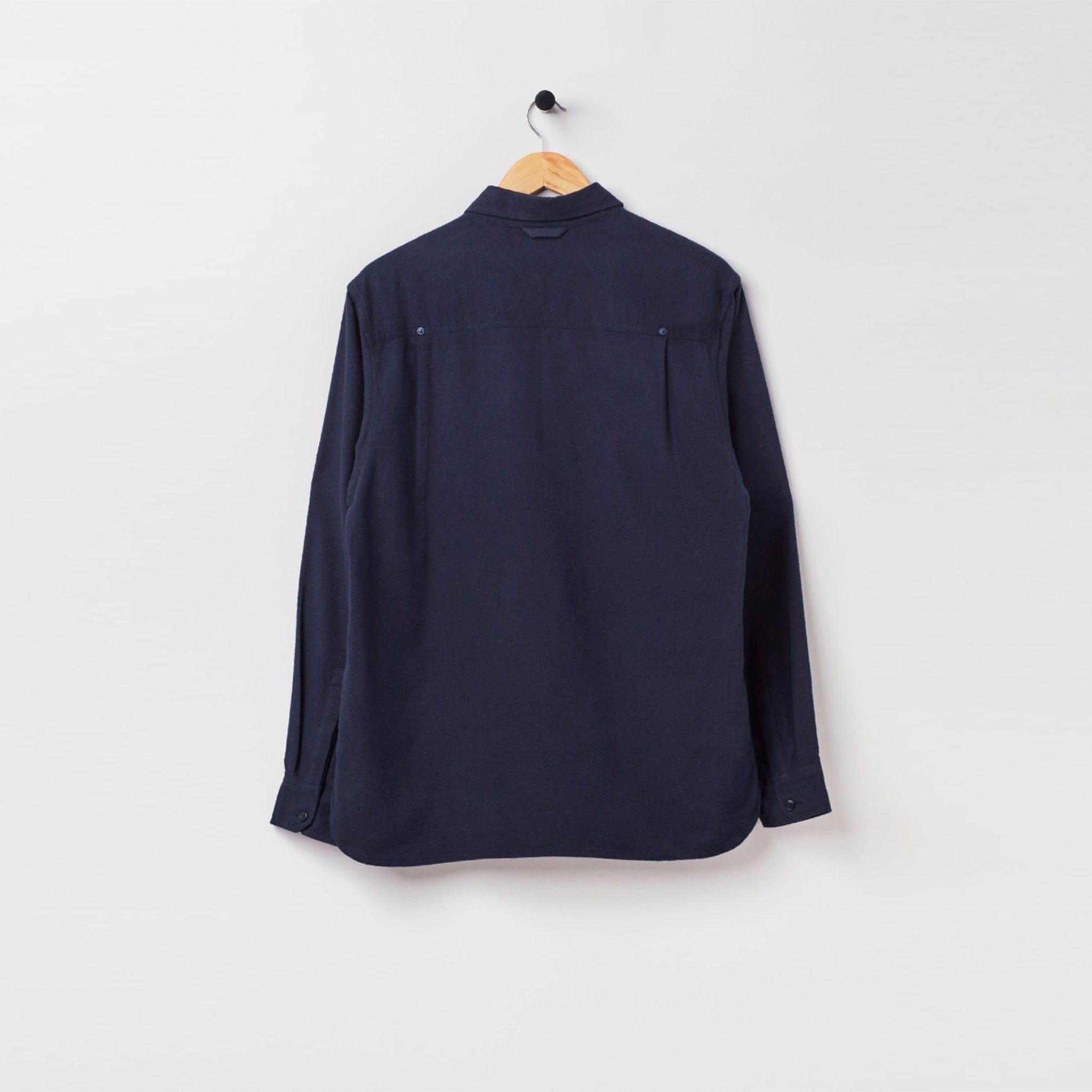 Flannel Pullover Collared Shirt Navy