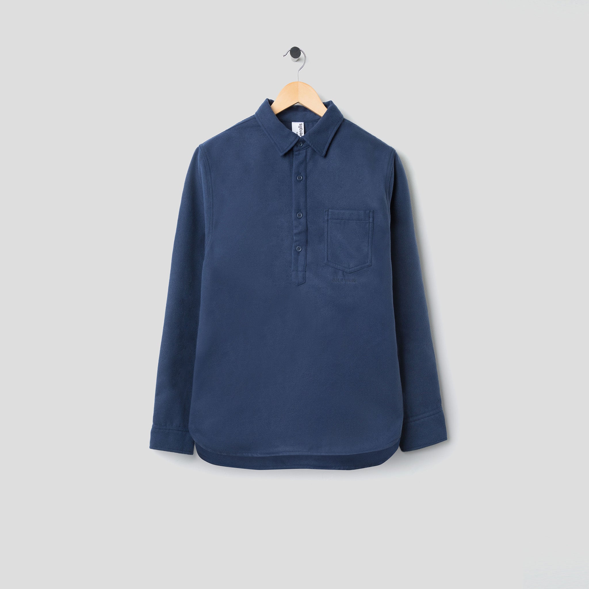 Heavy Flannel Pullover Collared Shirt Navy