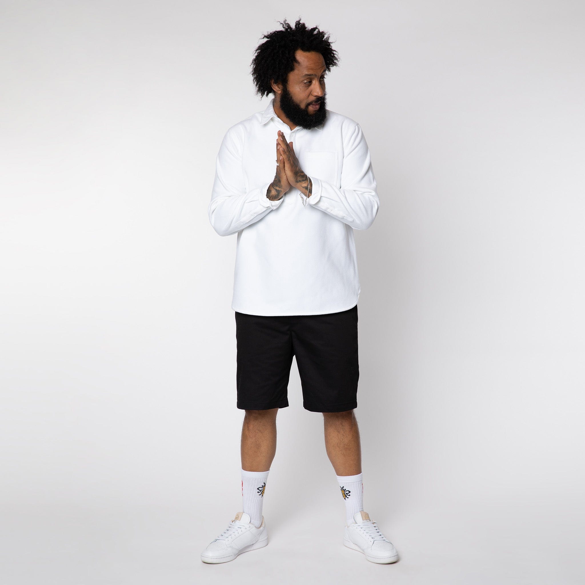 Heavy Flannel Pullover Shirt White