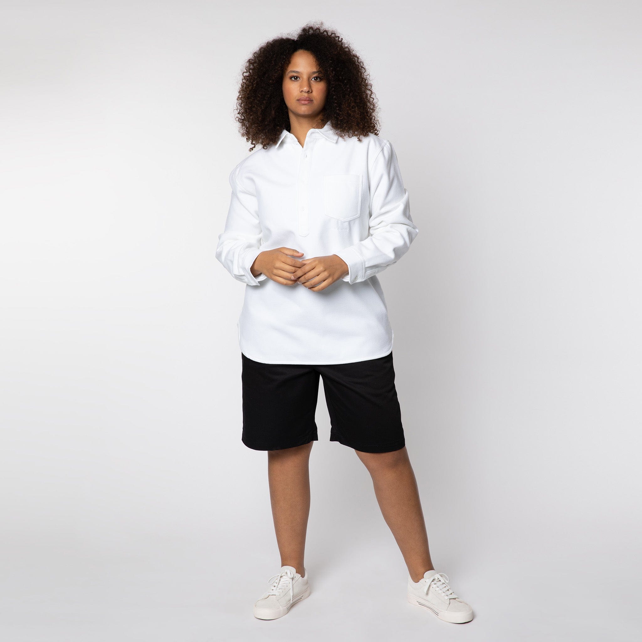 Heavy Flannel Pullover Shirt White
