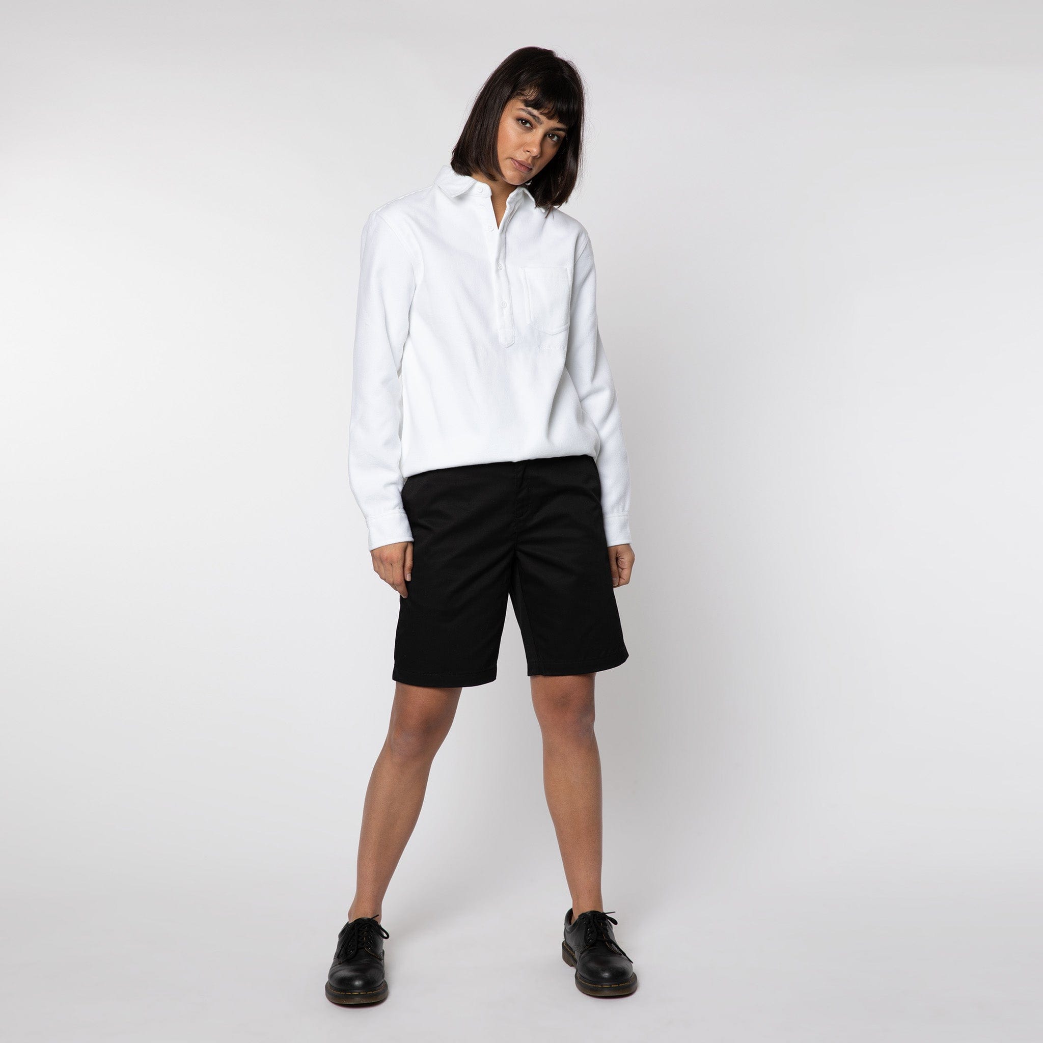 Heavy Flannel Pullover Shirt White