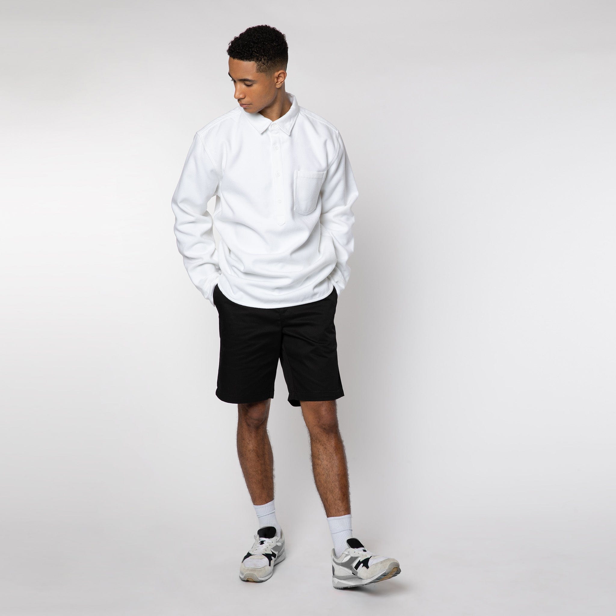 Heavy Flannel Pullover Shirt White