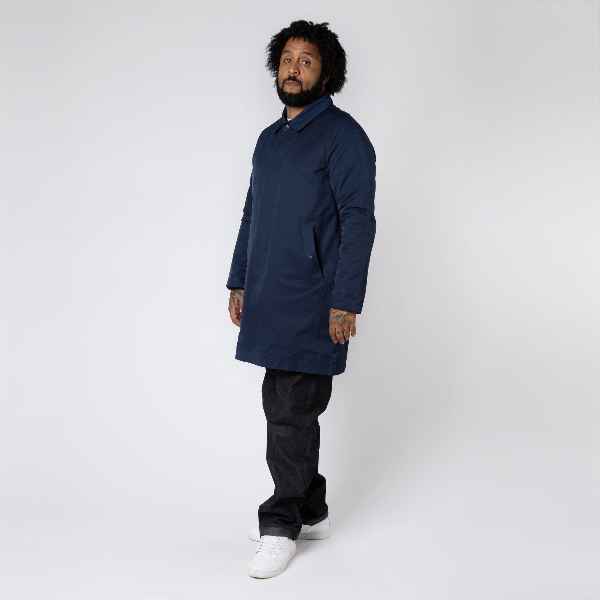 60/40 Single Breasted Mac Coat Navy