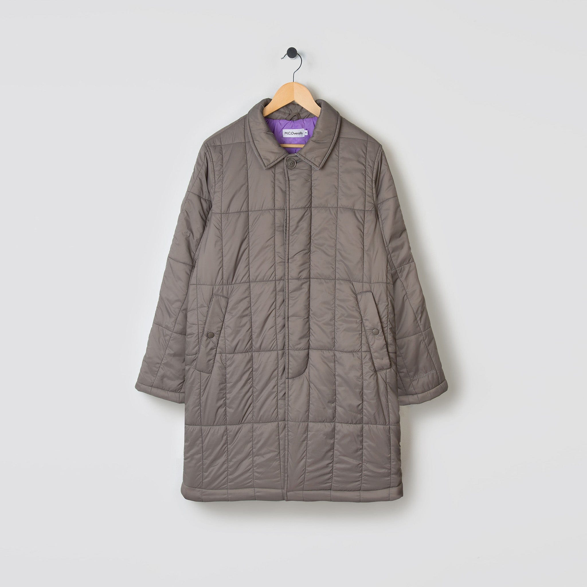 Padded Single Breasted Mac Coat Grey
