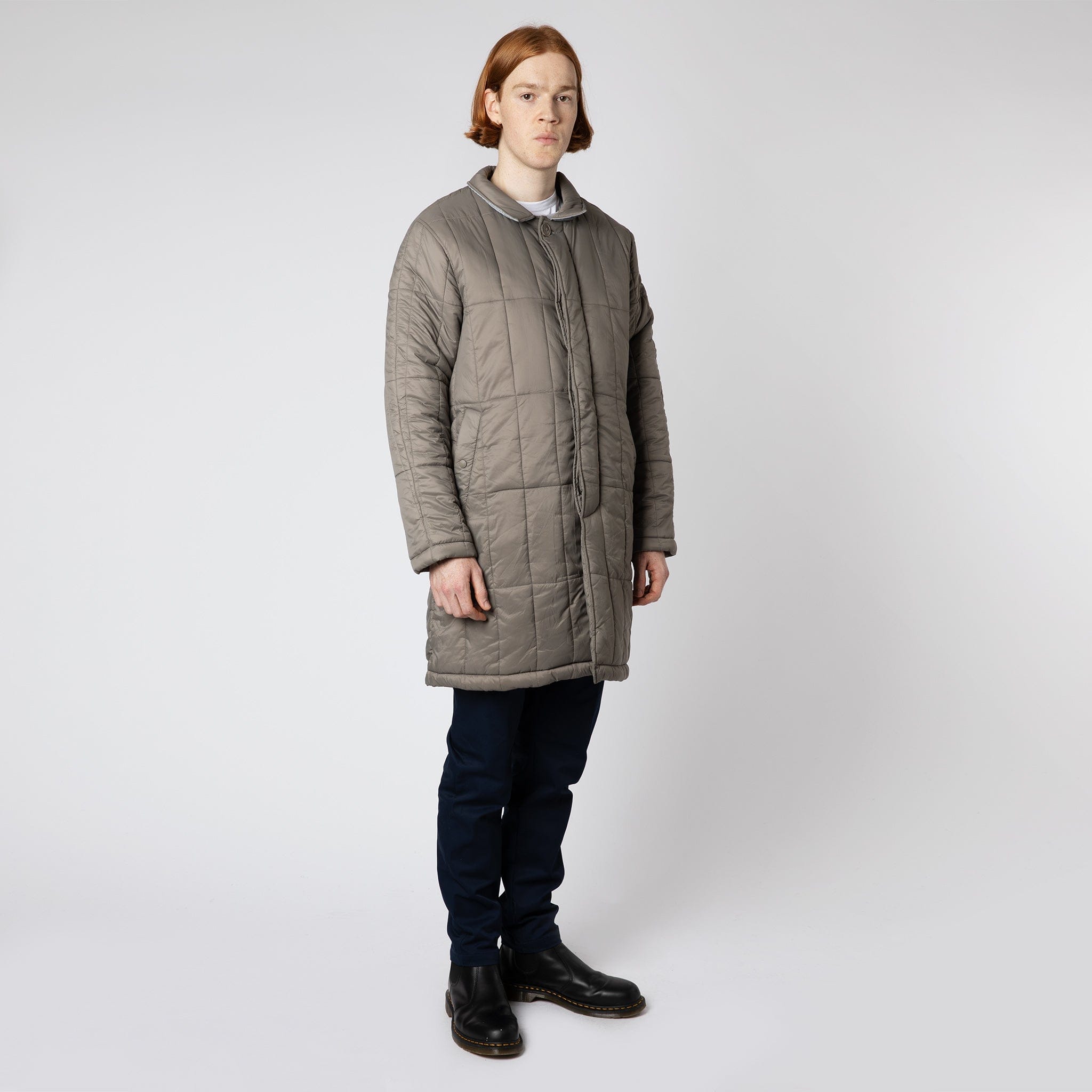 Padded Single Breasted Mac Coat Grey