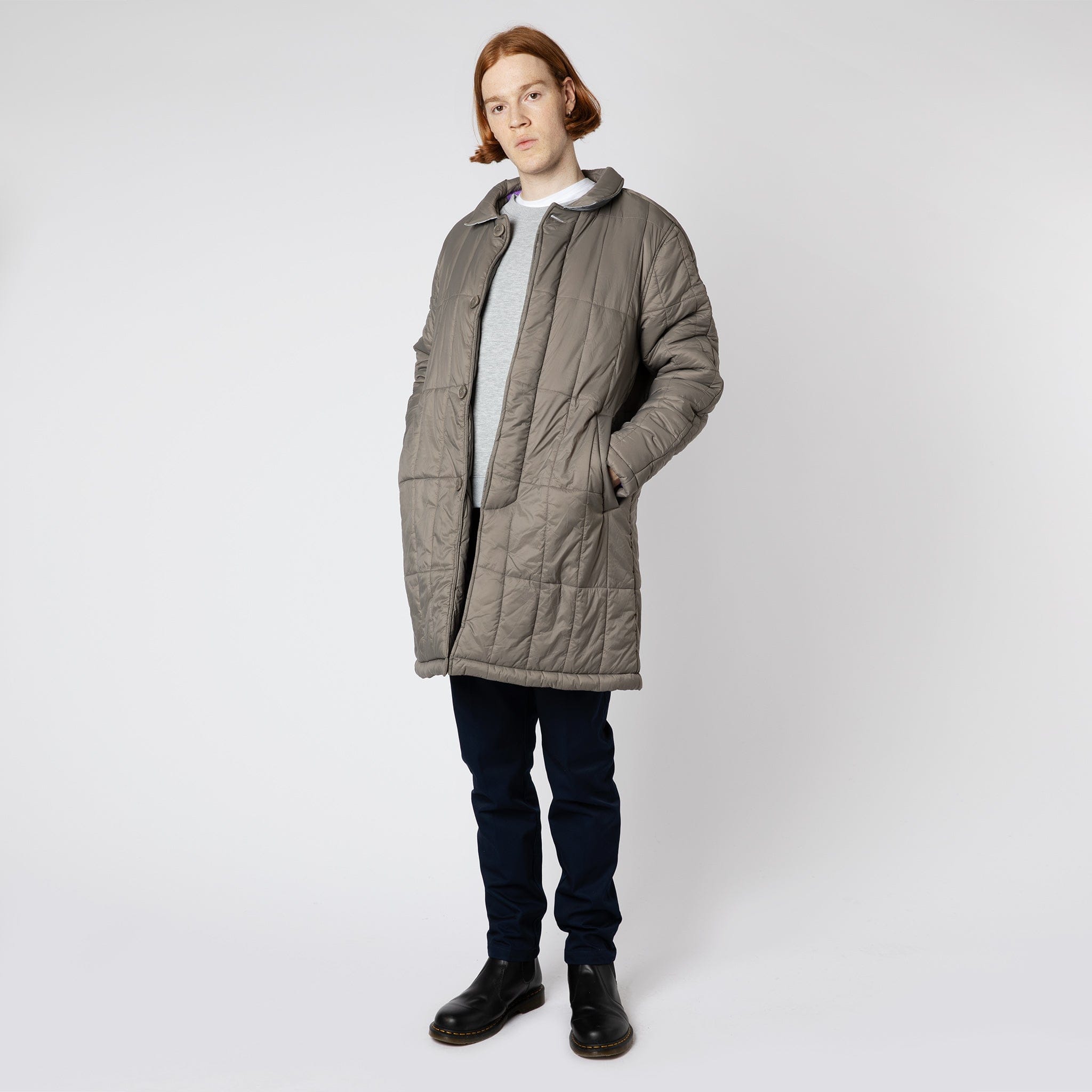 Padded Single Breasted Mac Coat Grey