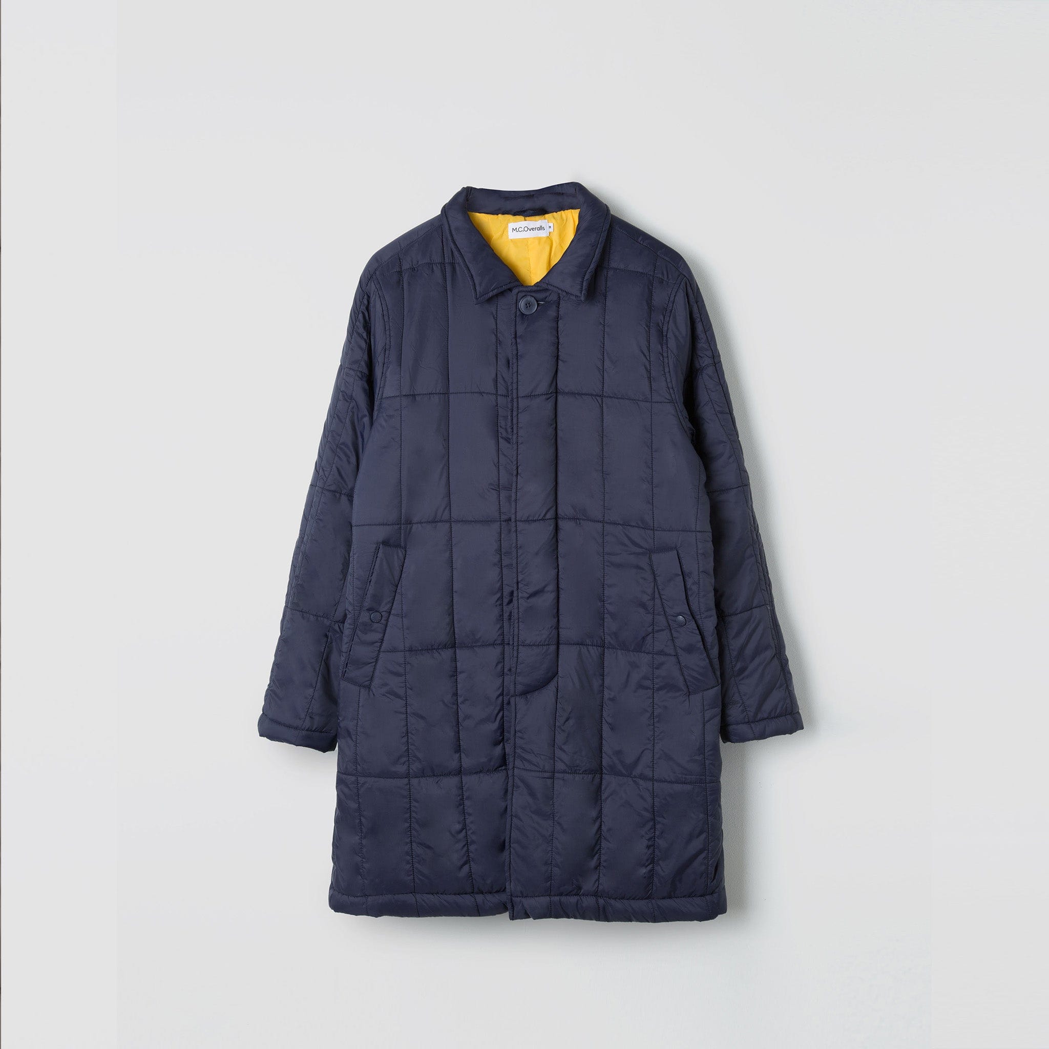 Padded Single Breasted Mac Coat Navy