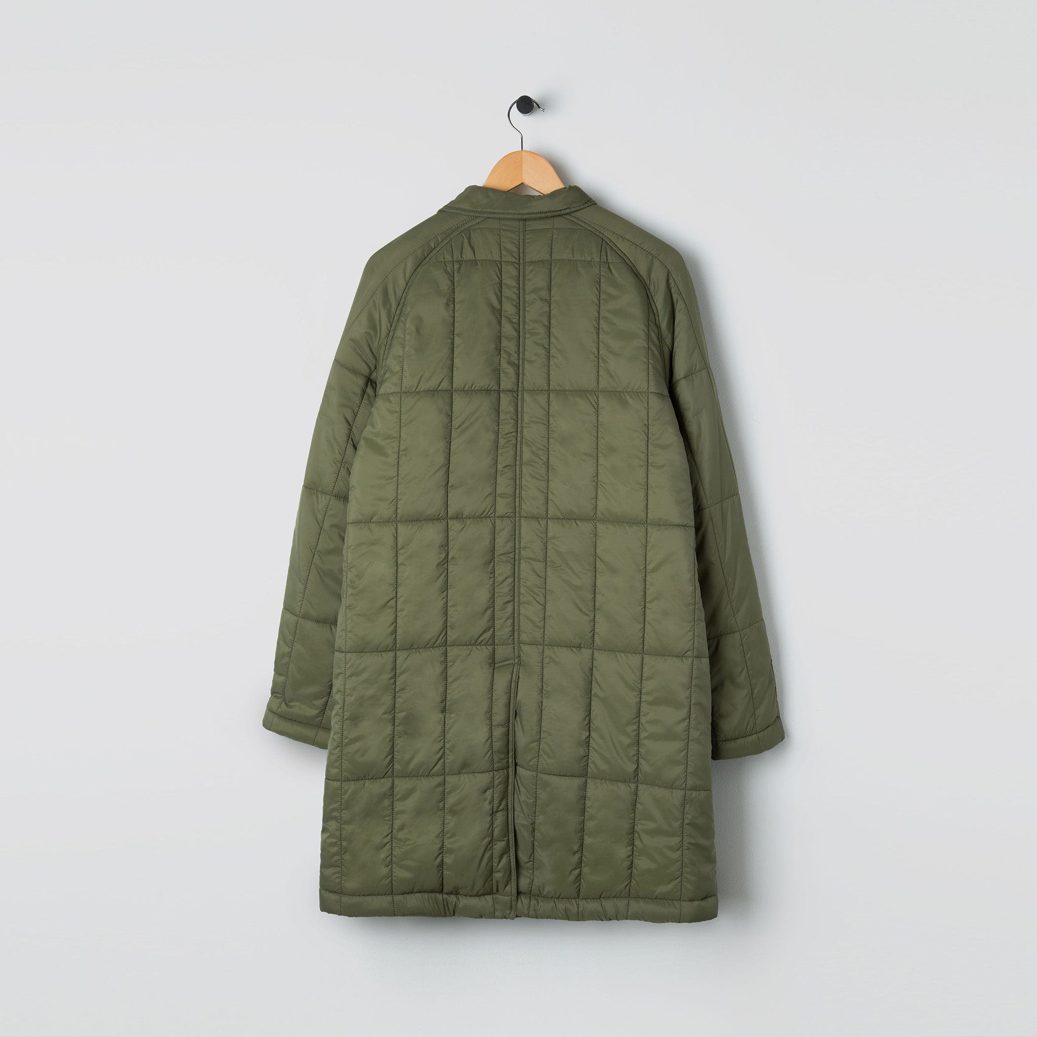 Padded Single Breasted Mac Coat Olive