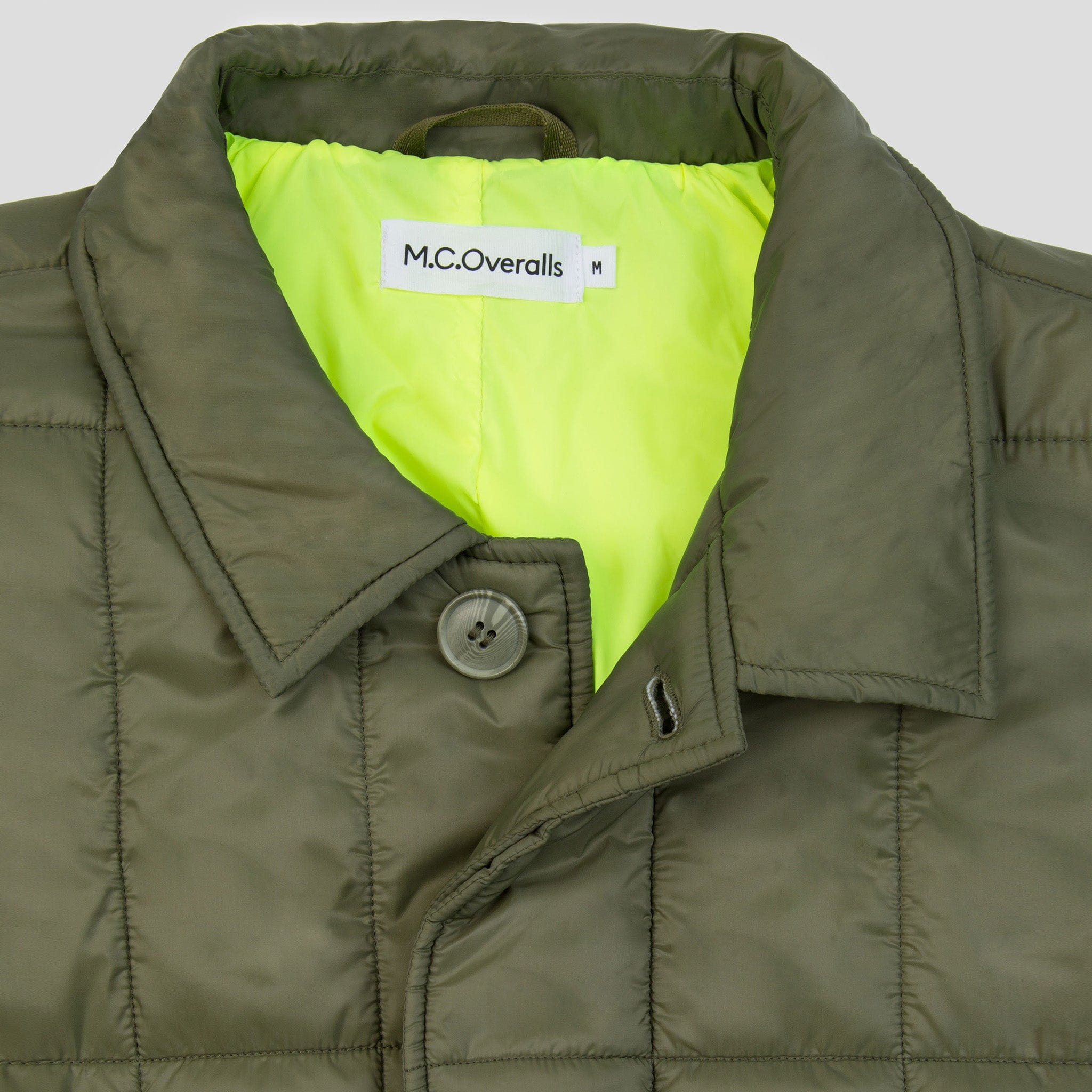 Padded Single Breasted Mac Coat Olive
