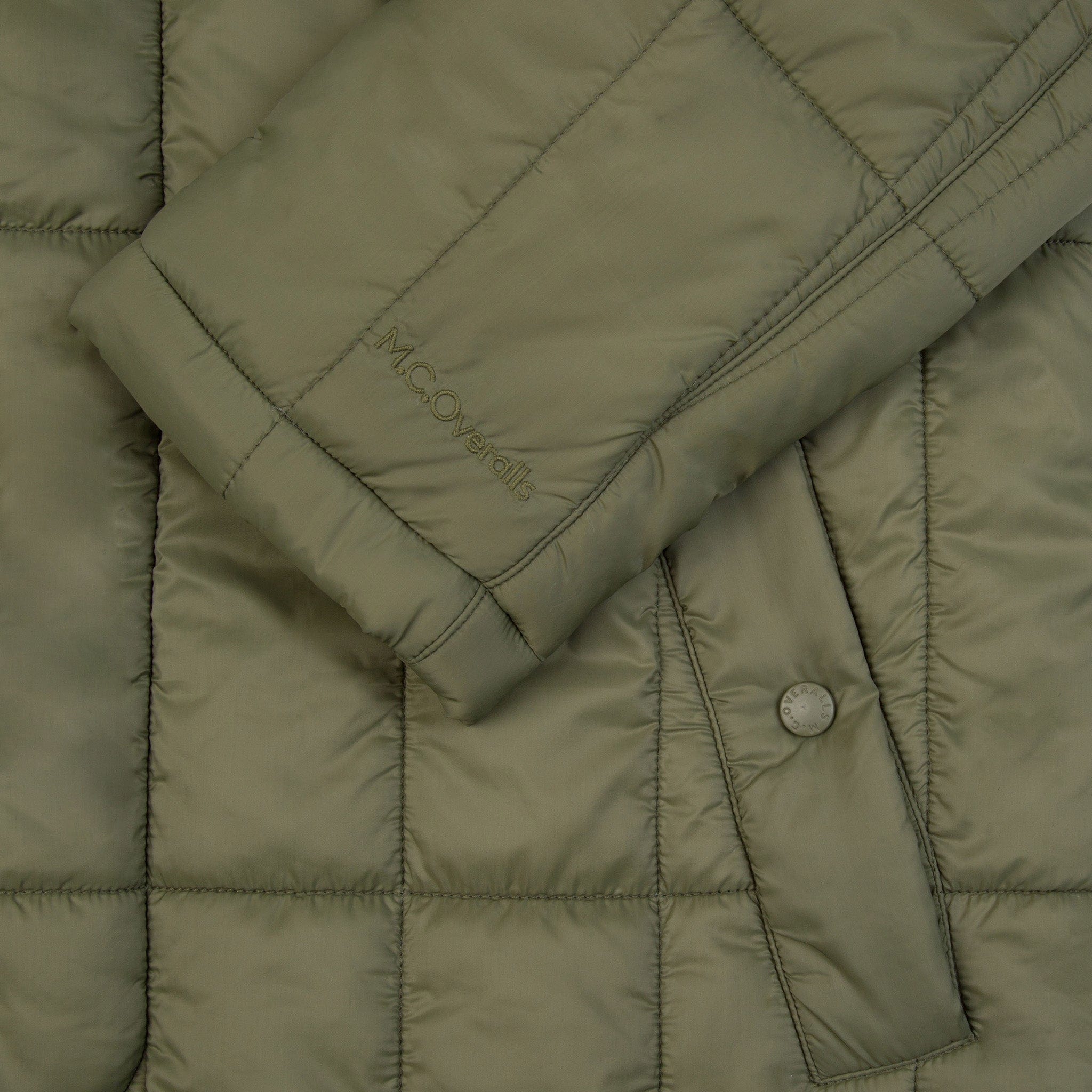 Padded Single Breasted Mac Coat Olive