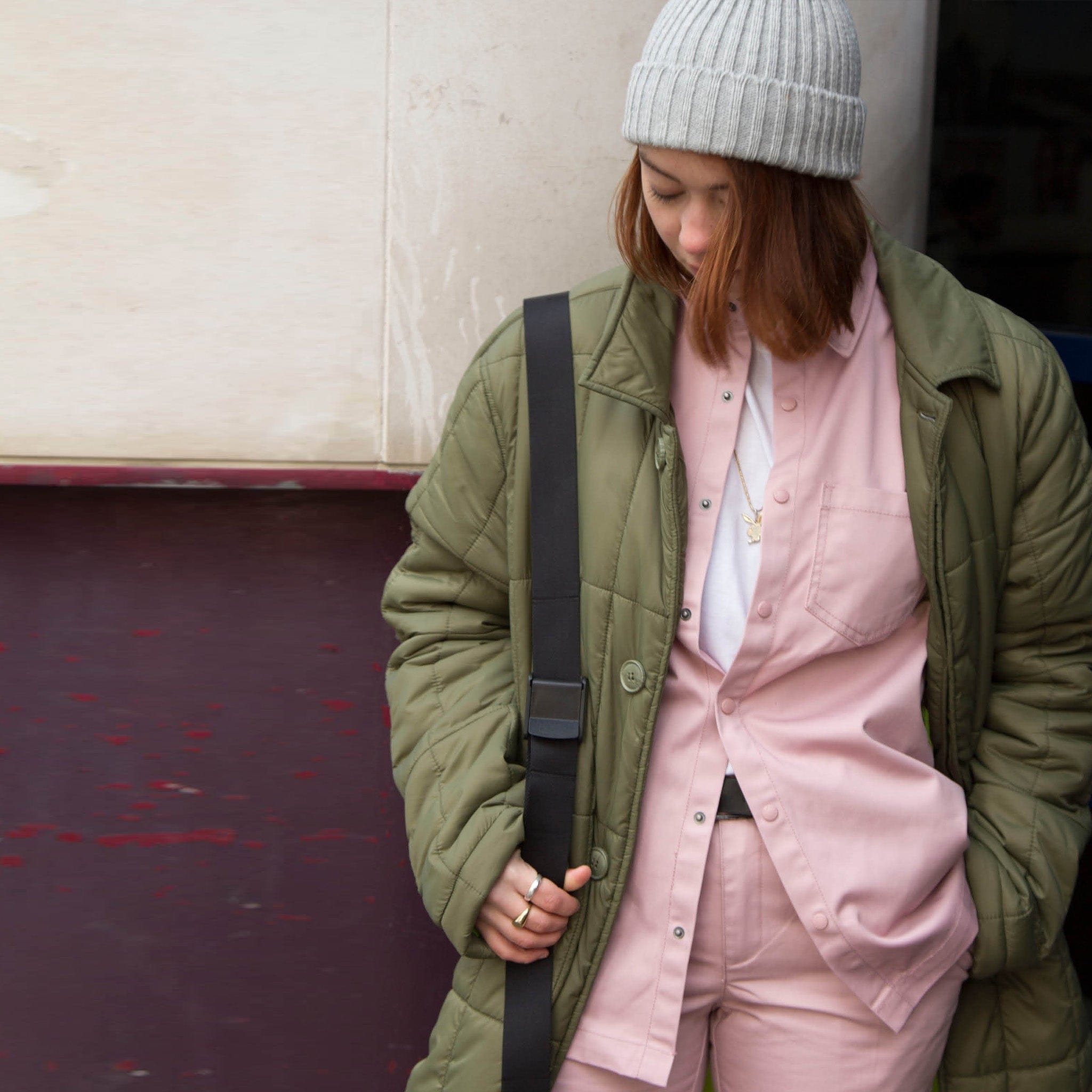 Padded Single Breasted Mac Coat Olive