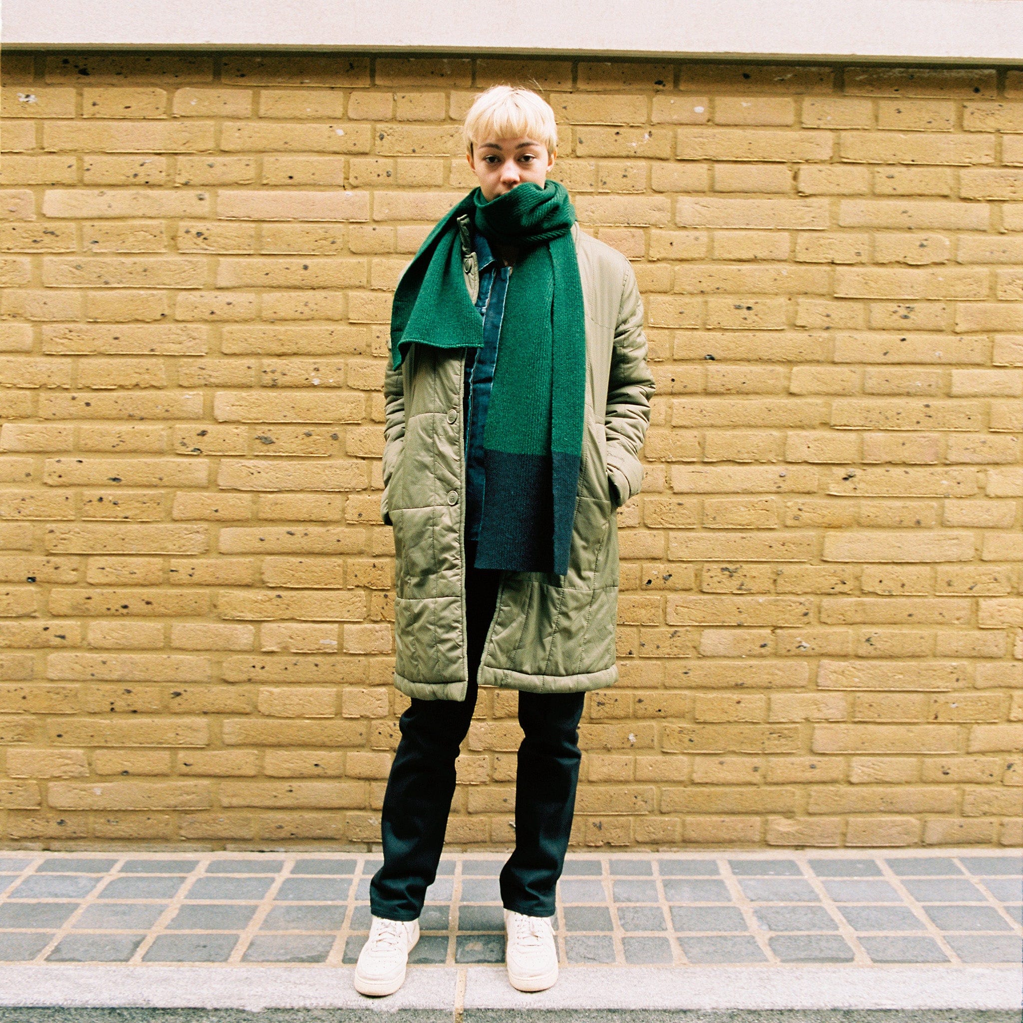 Padded Single Breasted Mac Coat Olive