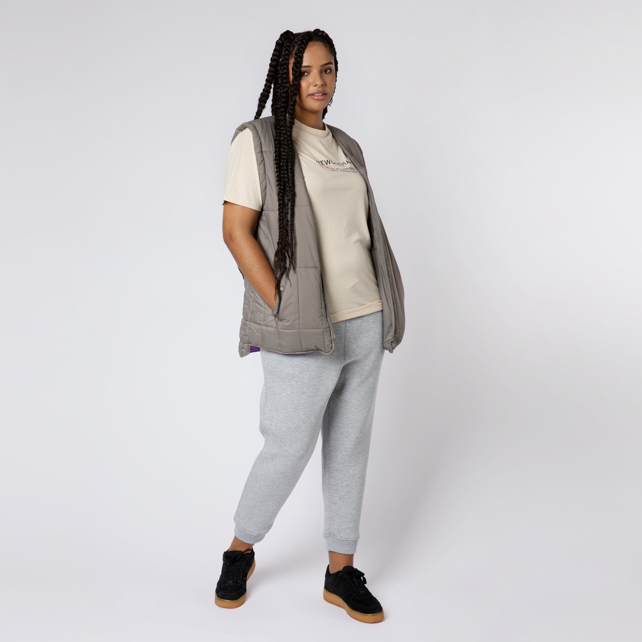 Padded Zip Jacket with Removable Sleeves Grey