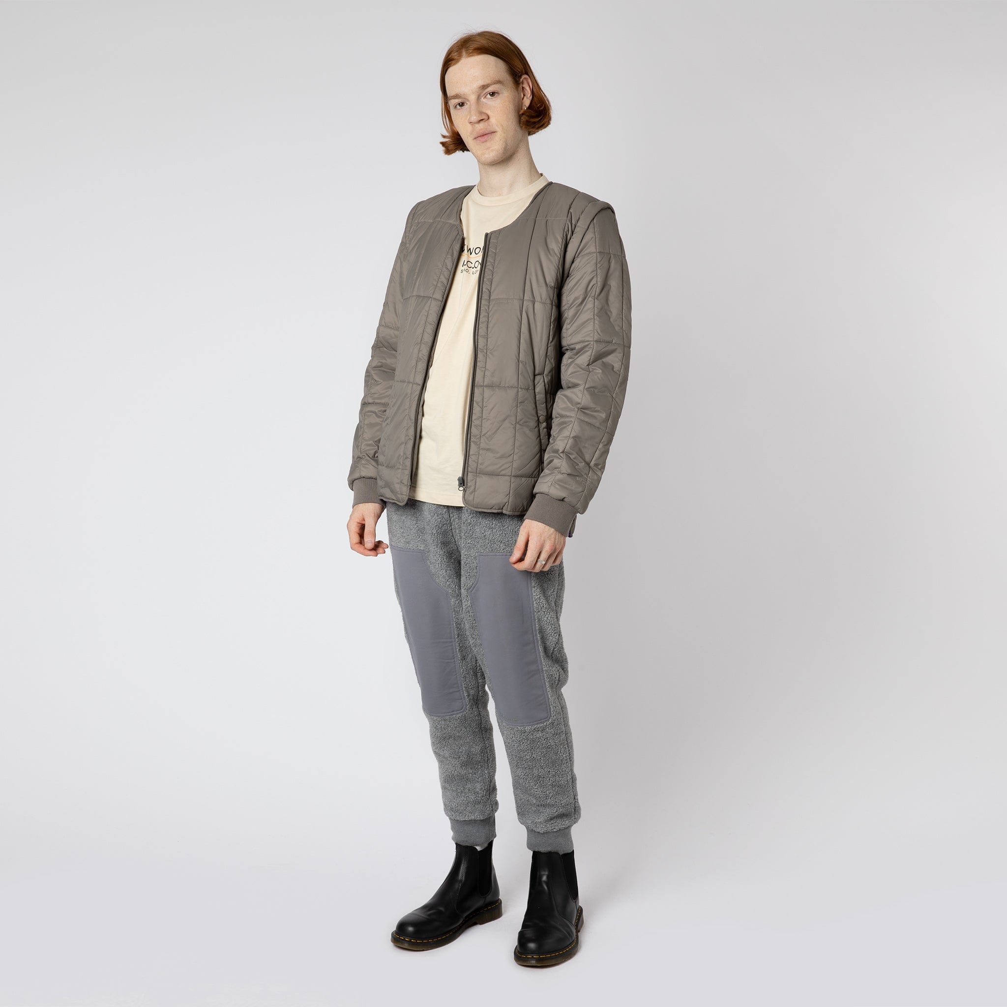 Padded Zip Jacket with Removable Sleeves Grey