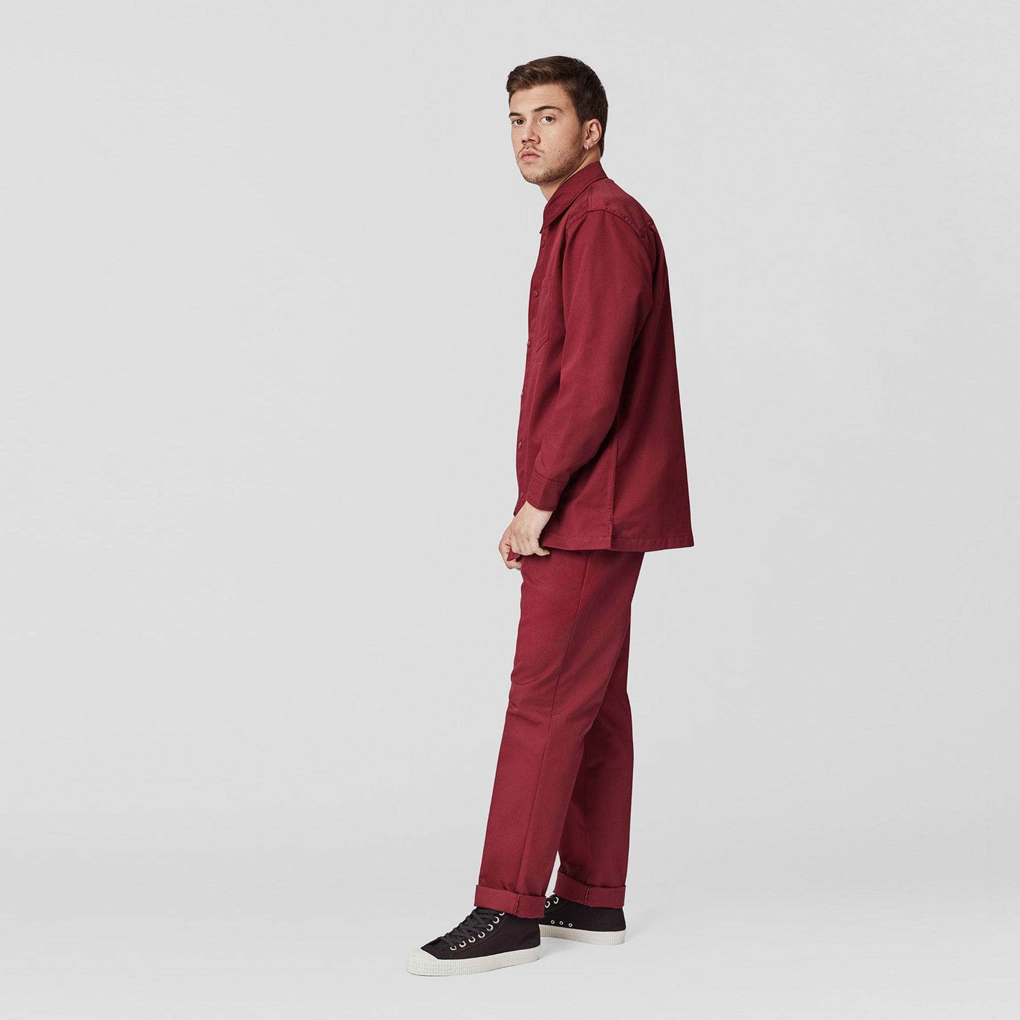 Relaxed Snap Button Shirt Burgundy
