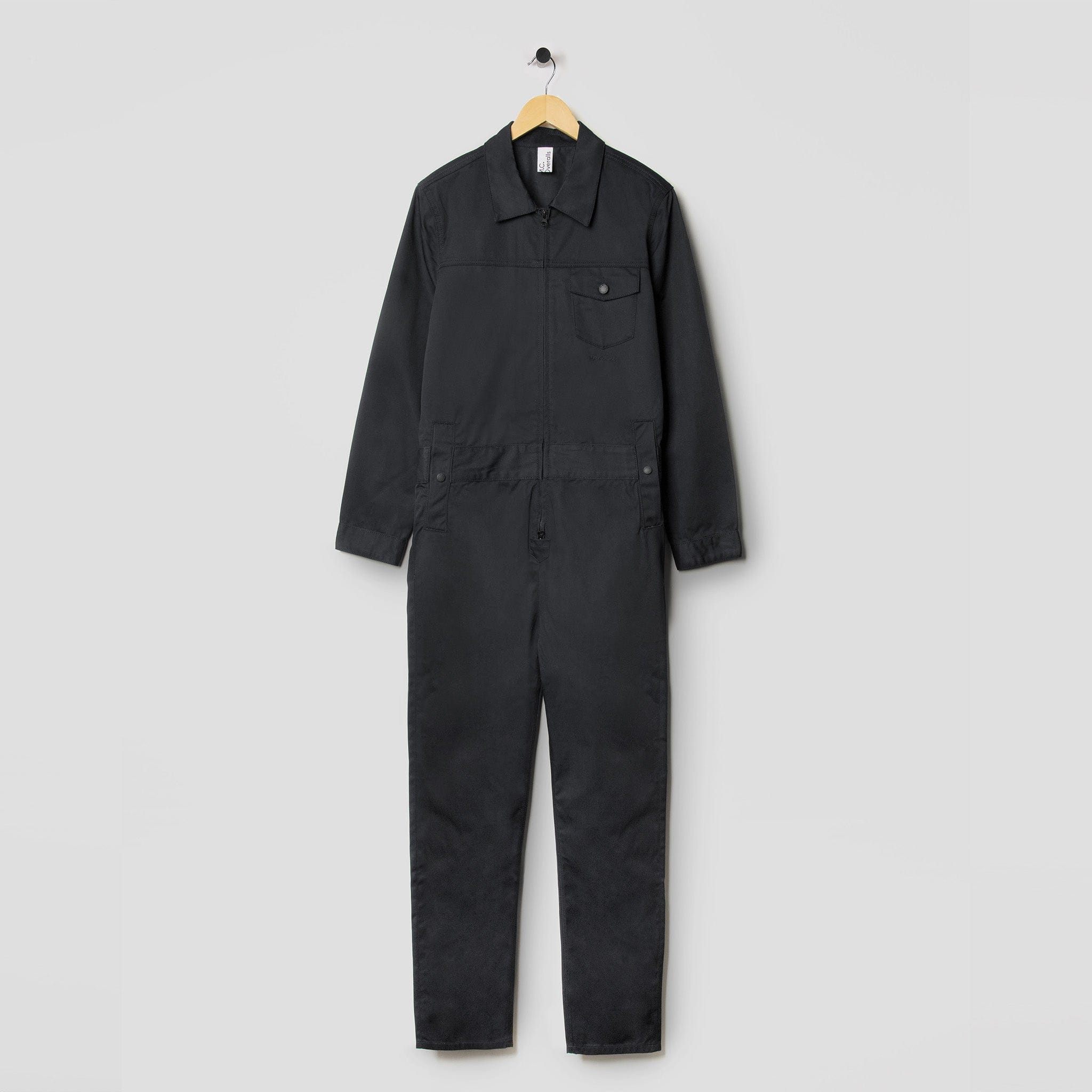 Collared Zip Overall Black
