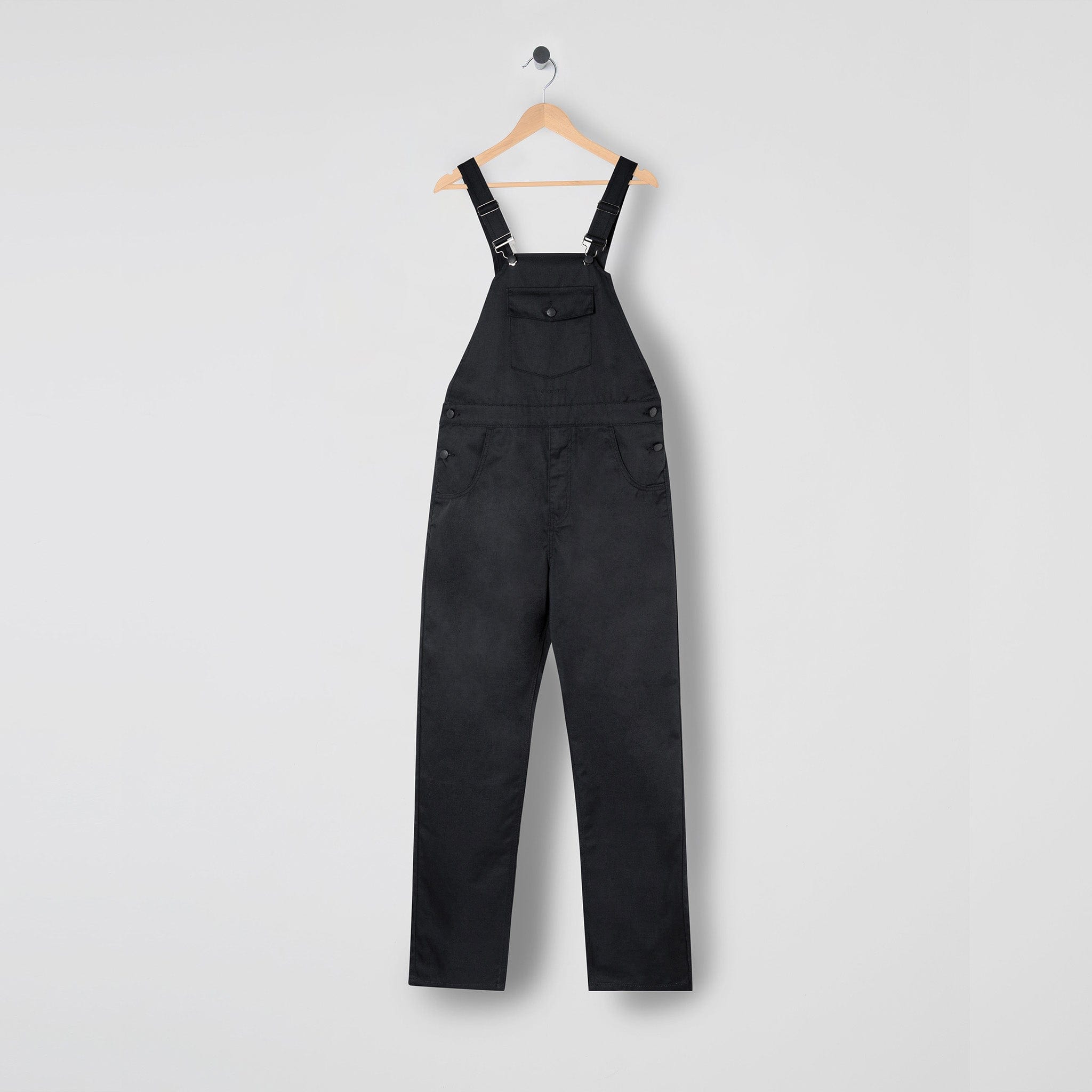 M.C.O's Premium Quality Black Polycotton Dungarees in Soho Store, London.