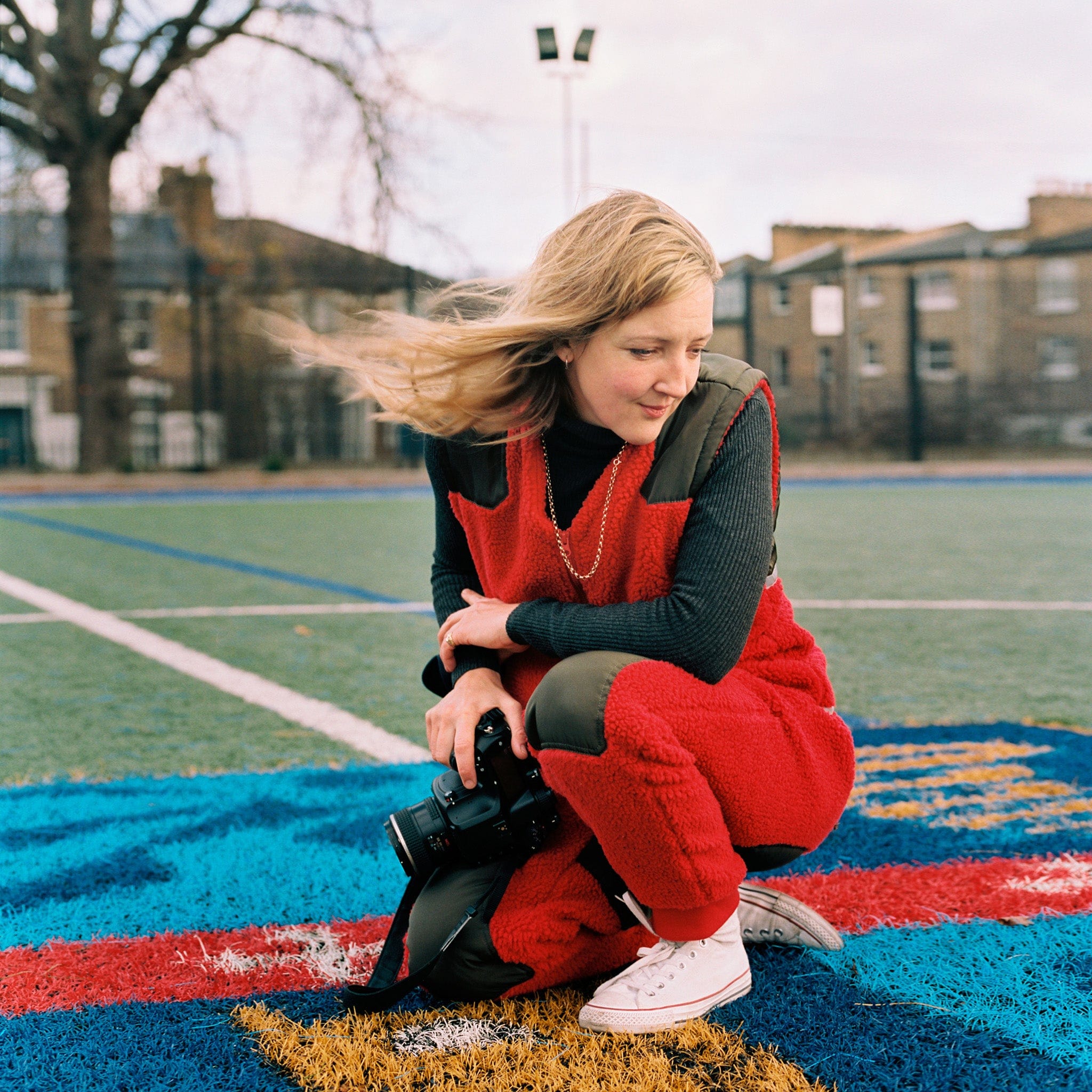 Popcorn Fleece Sweatpants Red