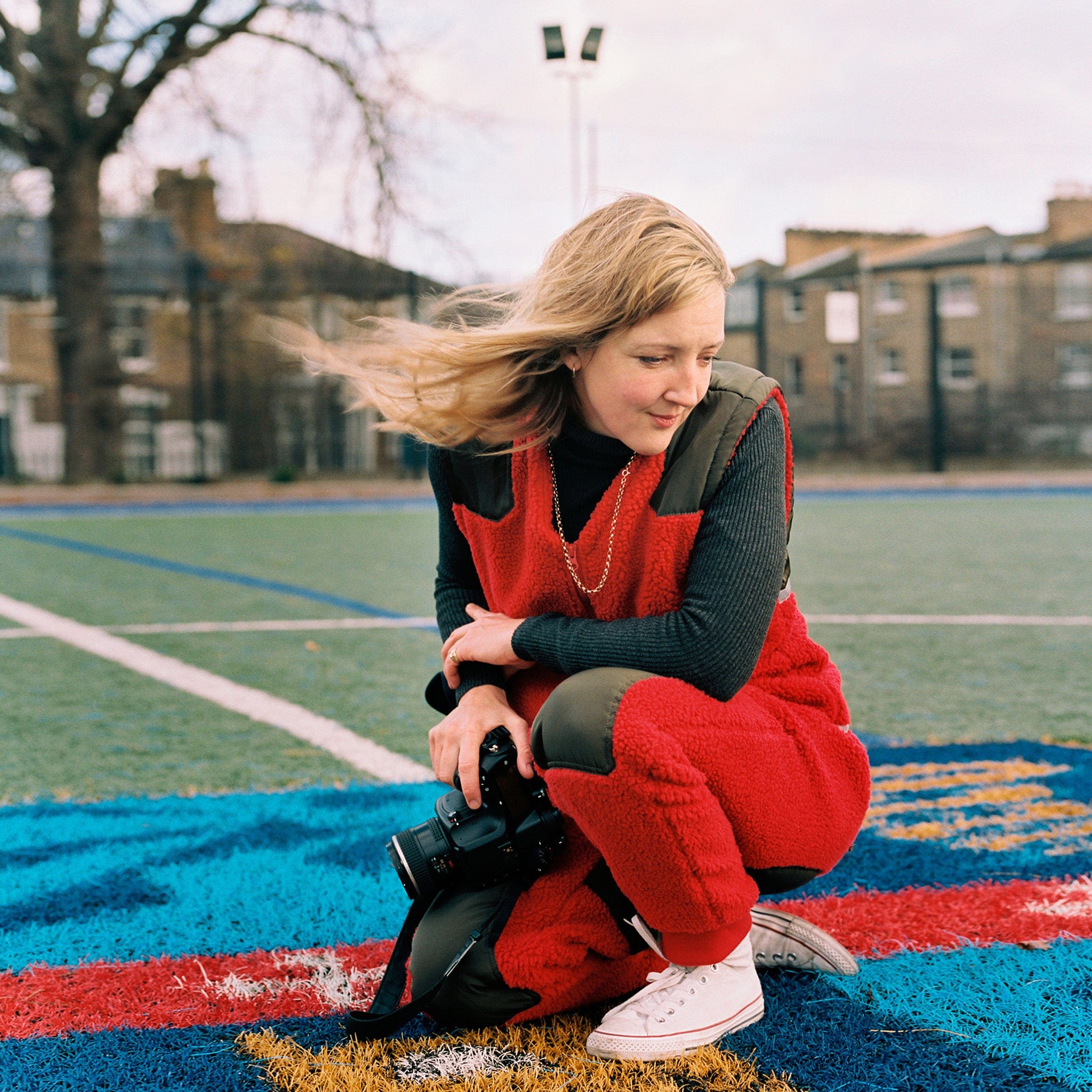 Popcorn Fleece Vest Red
