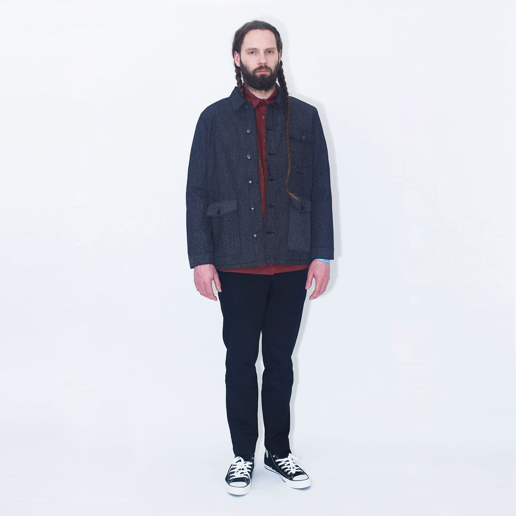 Relaxed Reflective Denim Work Jacket Dark Grey
