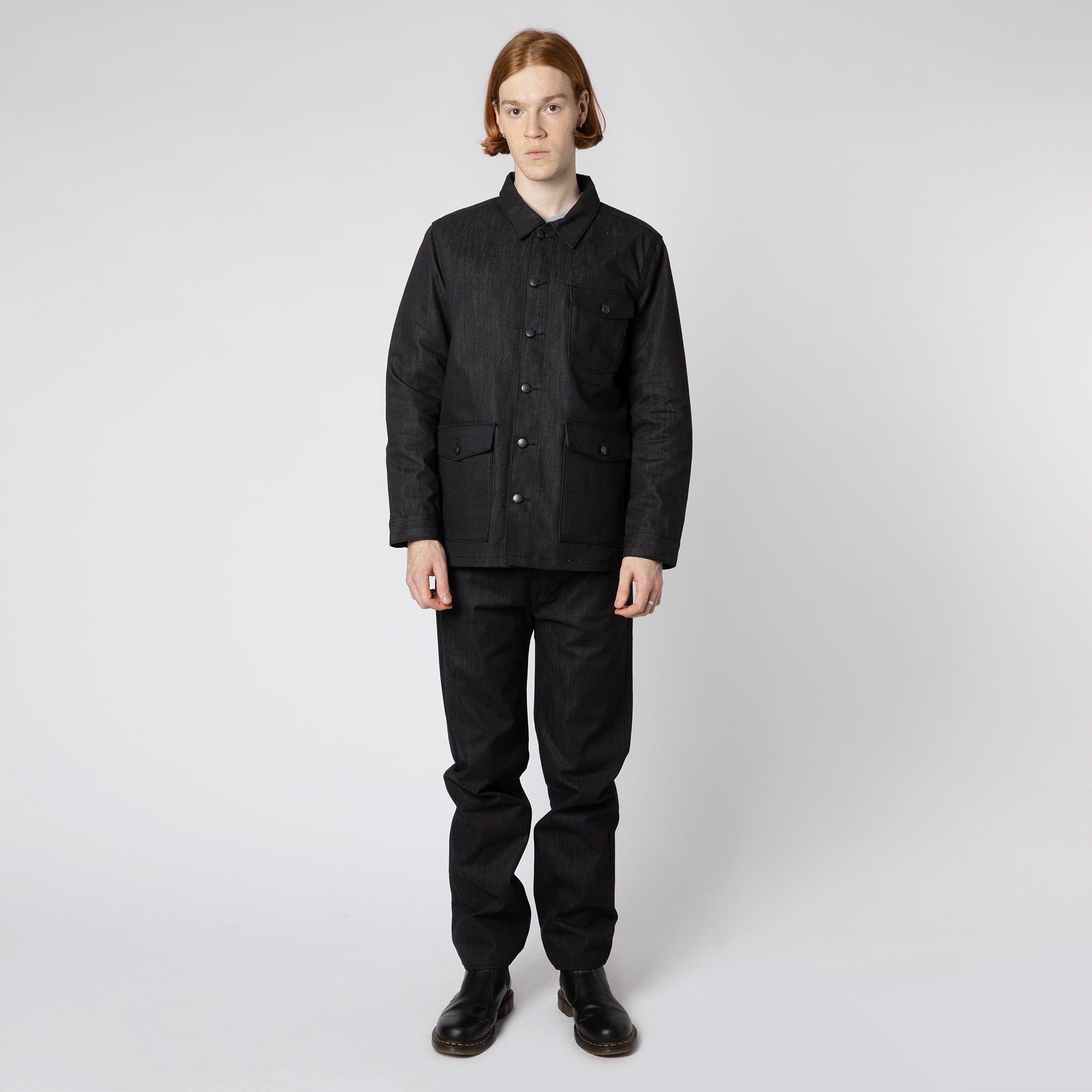 Relaxed Reflective Denim Work Jacket Dark Grey