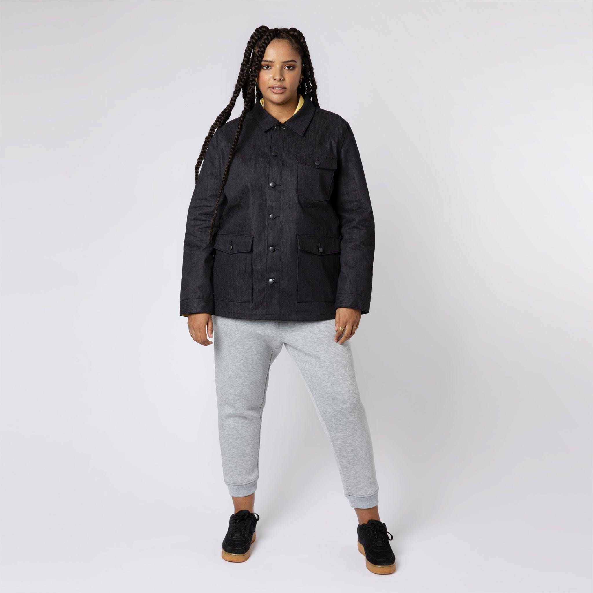 Relaxed Reflective Denim Work Jacket Dark Grey
