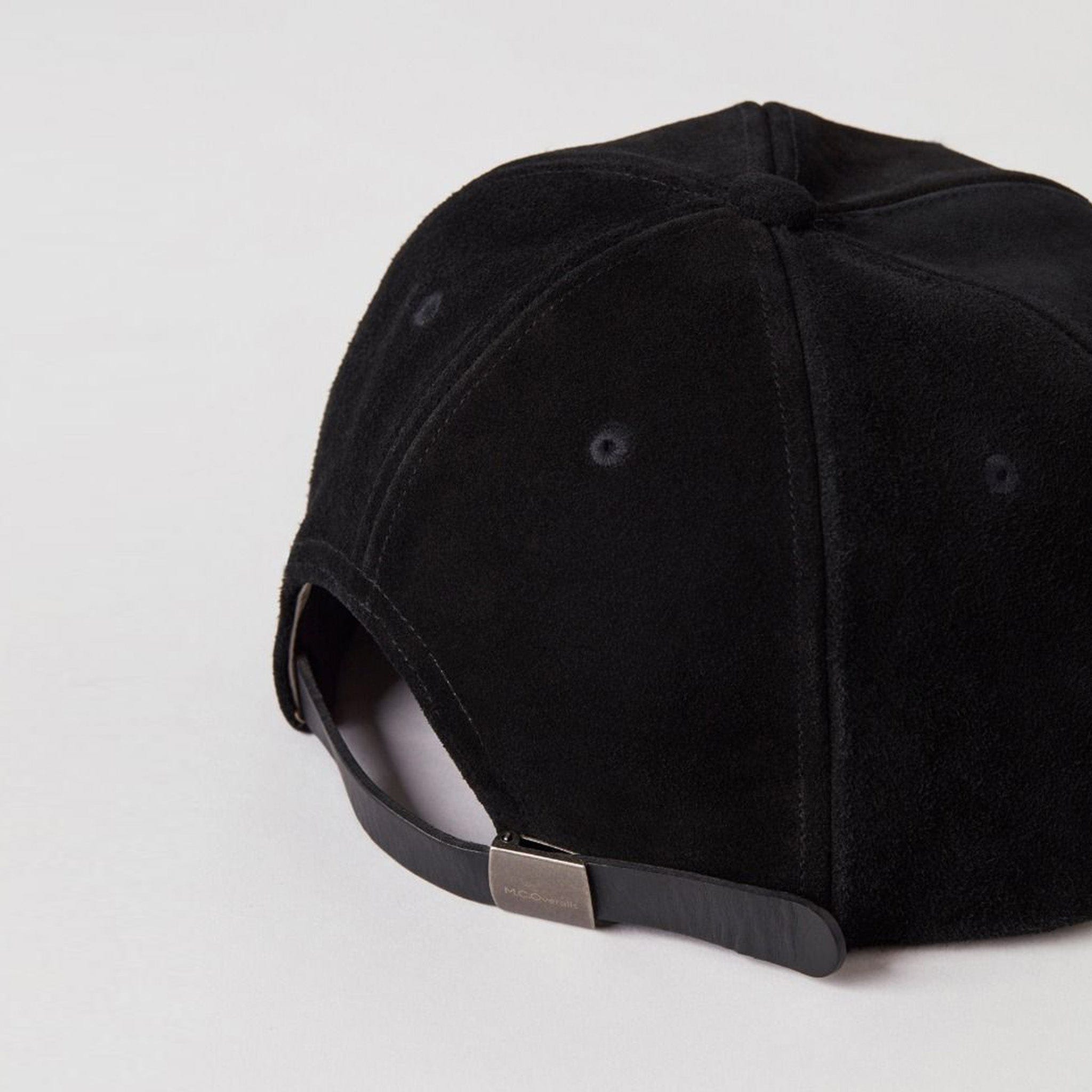 Suede Leather Baseball Cap Black