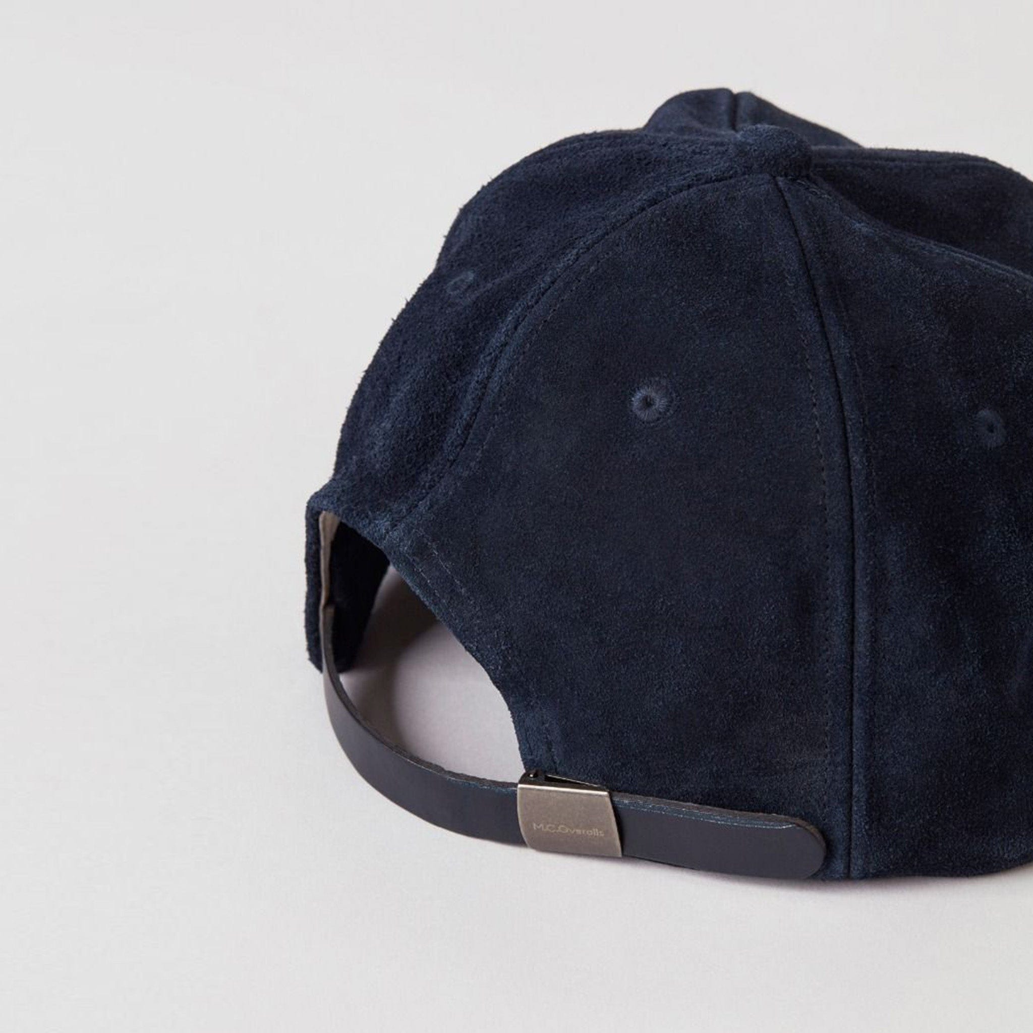 Suede Leather Baseball Cap Navy