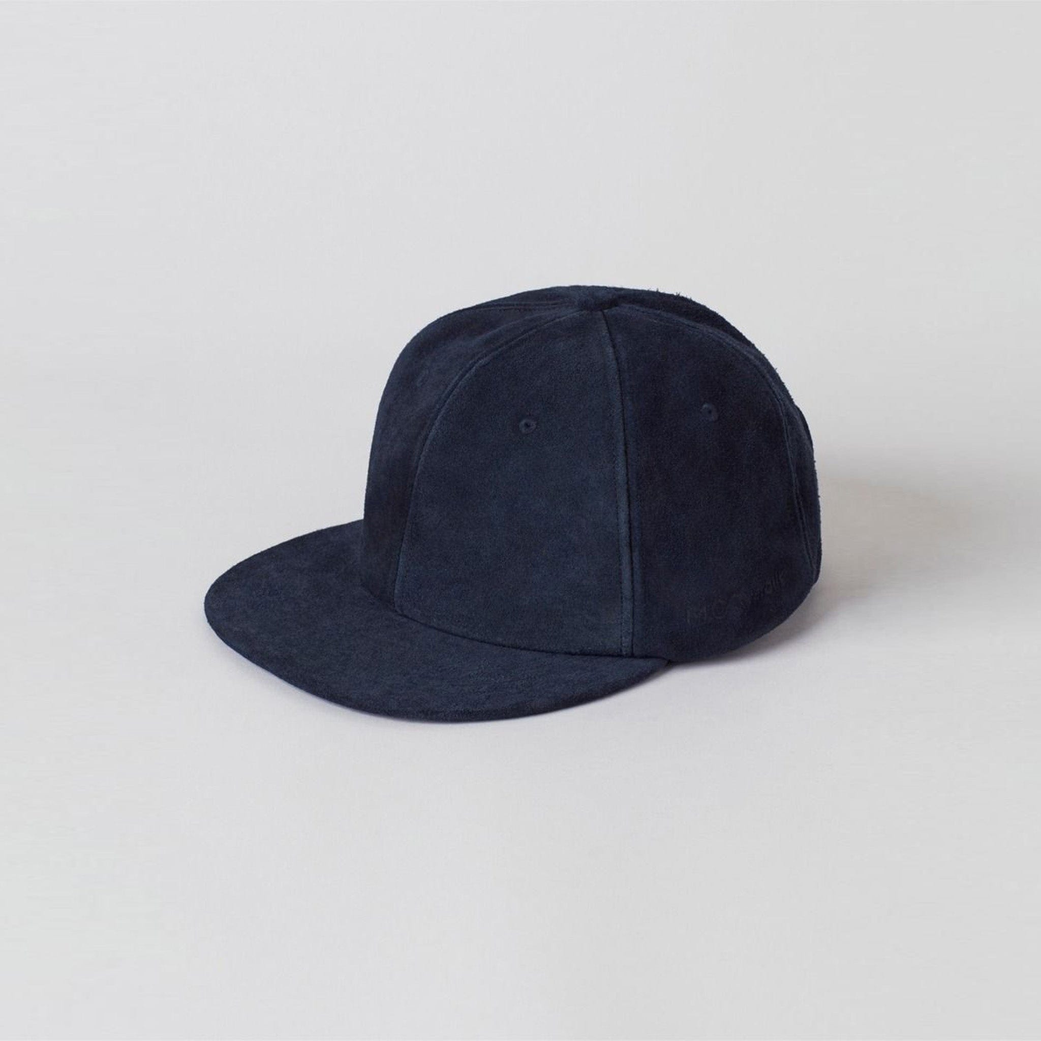 Suede Leather Baseball Cap Navy