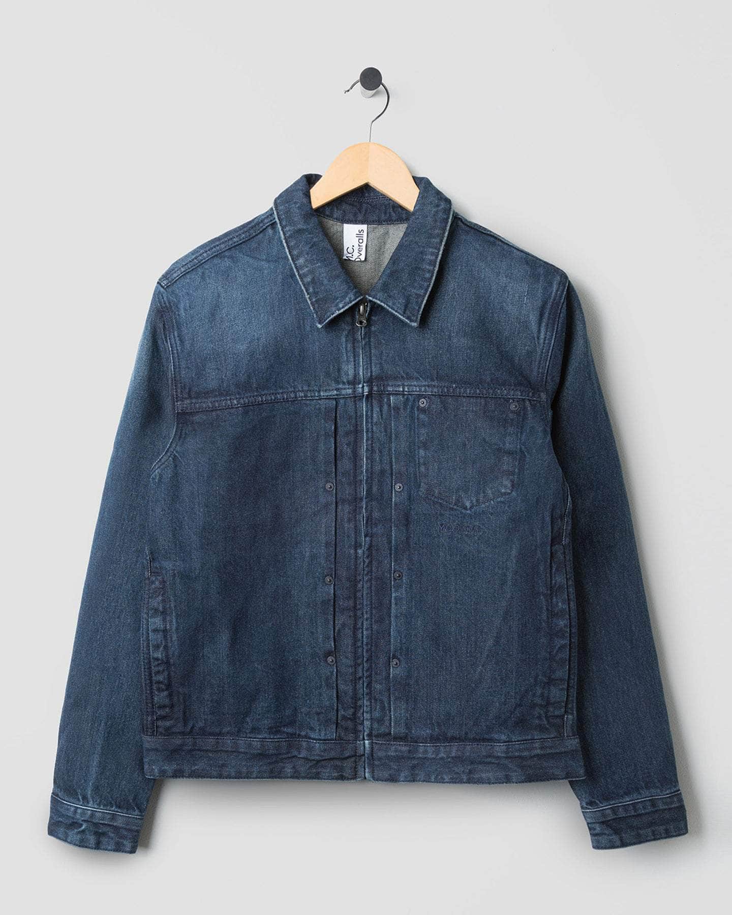Classic Fit Denim Zip Jacket Indigo Wash