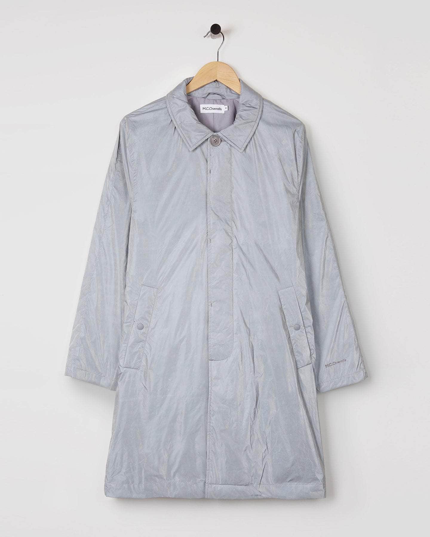 Reflective Single Breasted Mac Coat Grey
