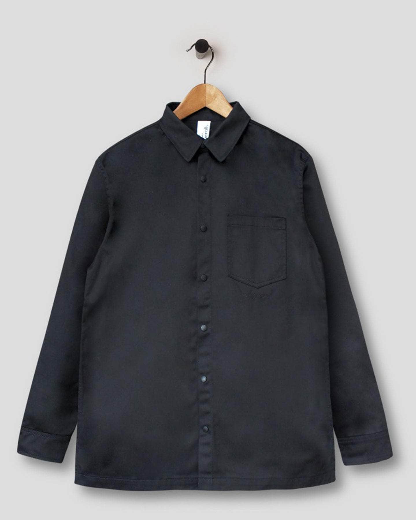 Relaxed Snap Button Shirt Black