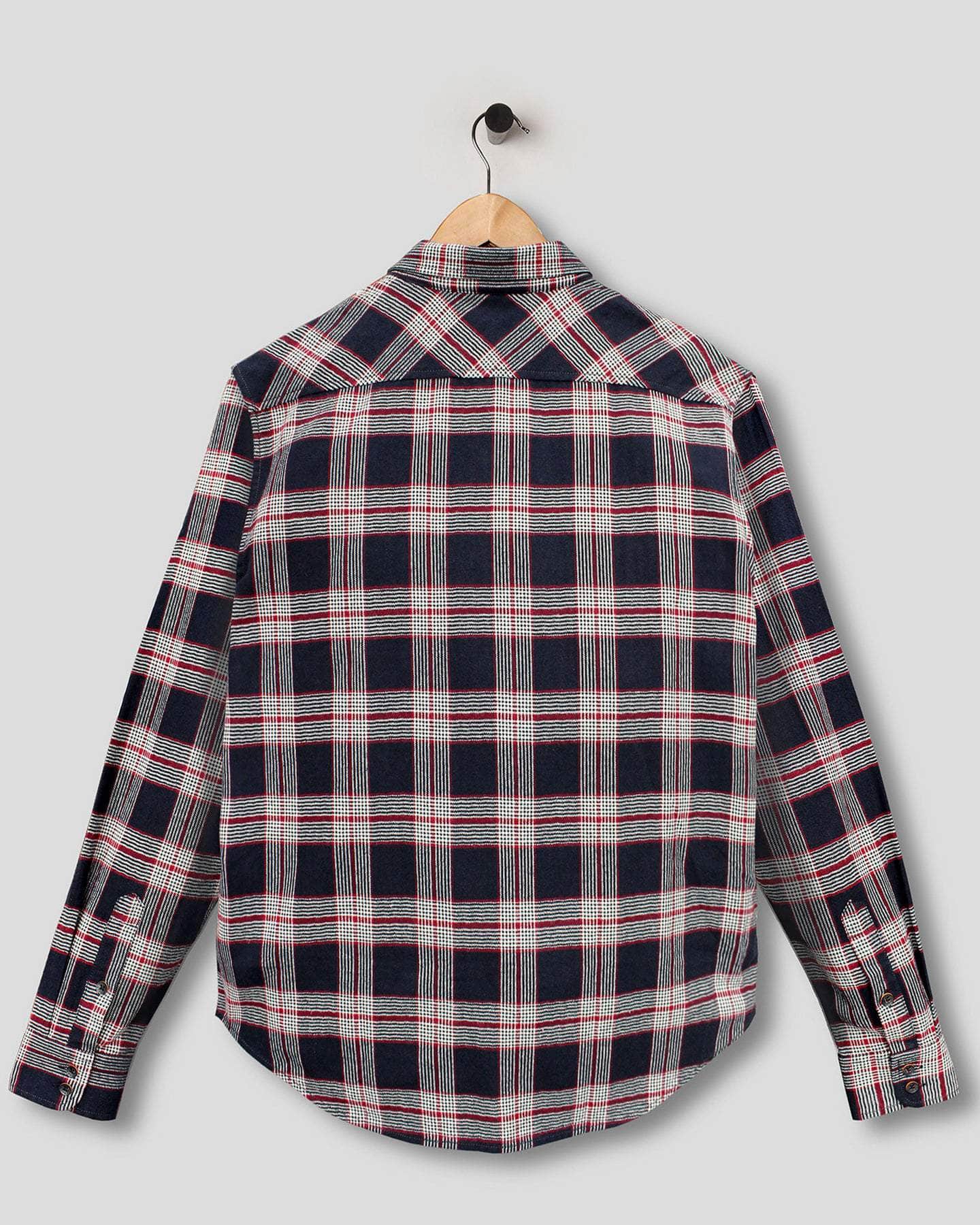 Cotton Button Down Shirt Navy Check