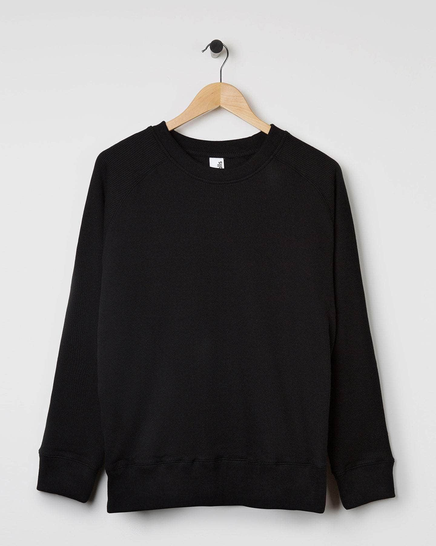 Double Waffle Jersey Sweatshirt Black