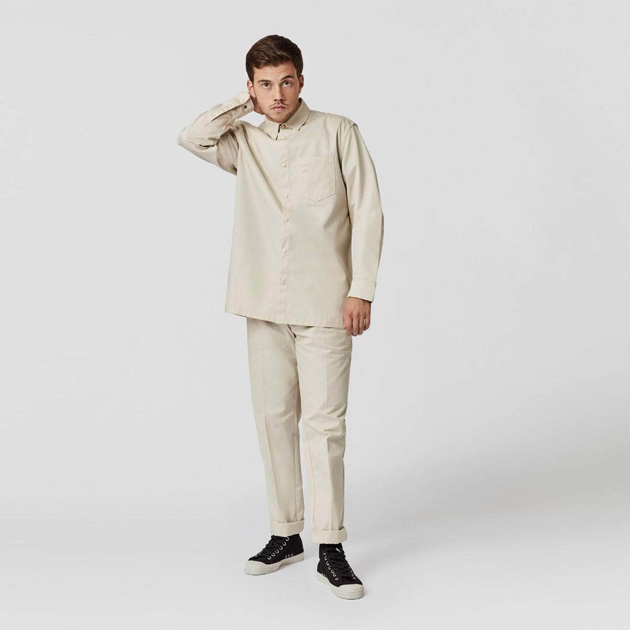 Relaxed Snap Button Shirt Oatmeal