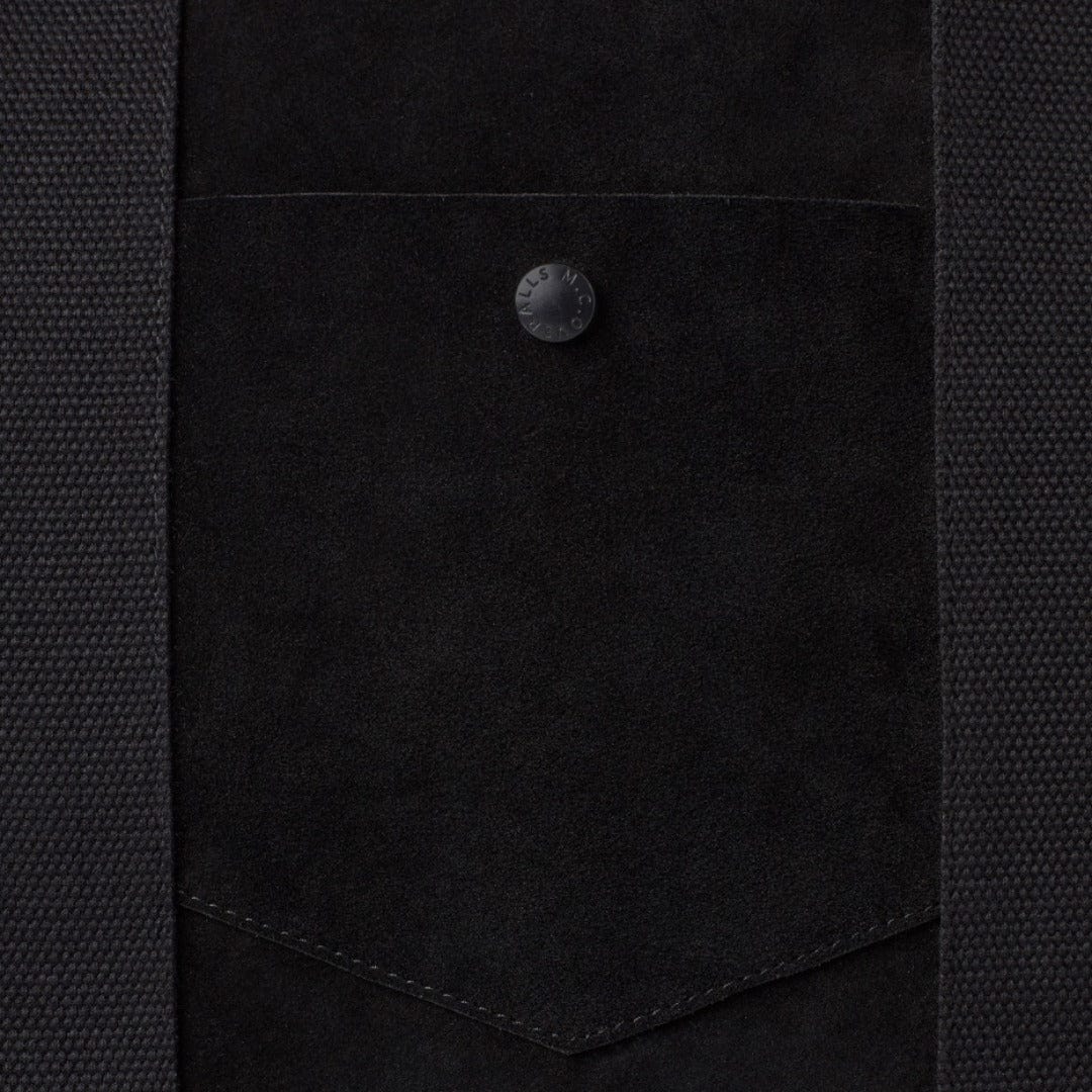 Pocket Tote Suede Leather Bag Black