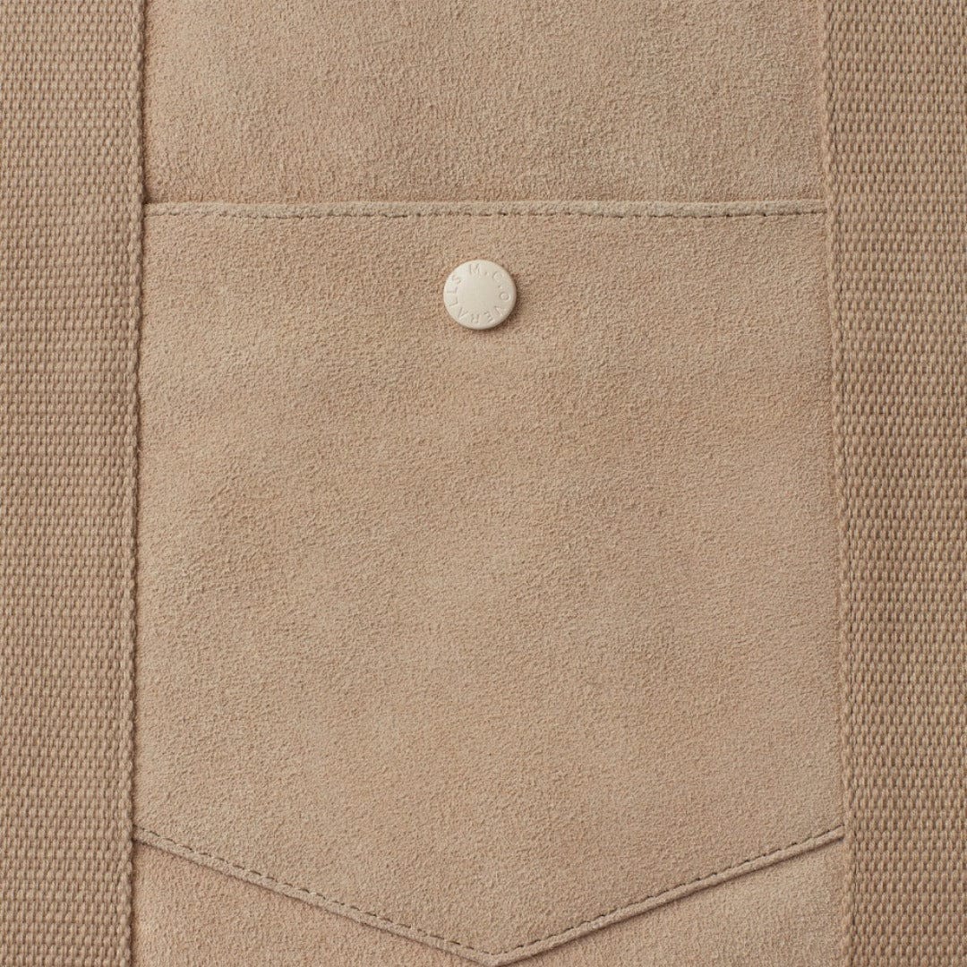 Pocket Tote Suede Leather Bag Oatmeal