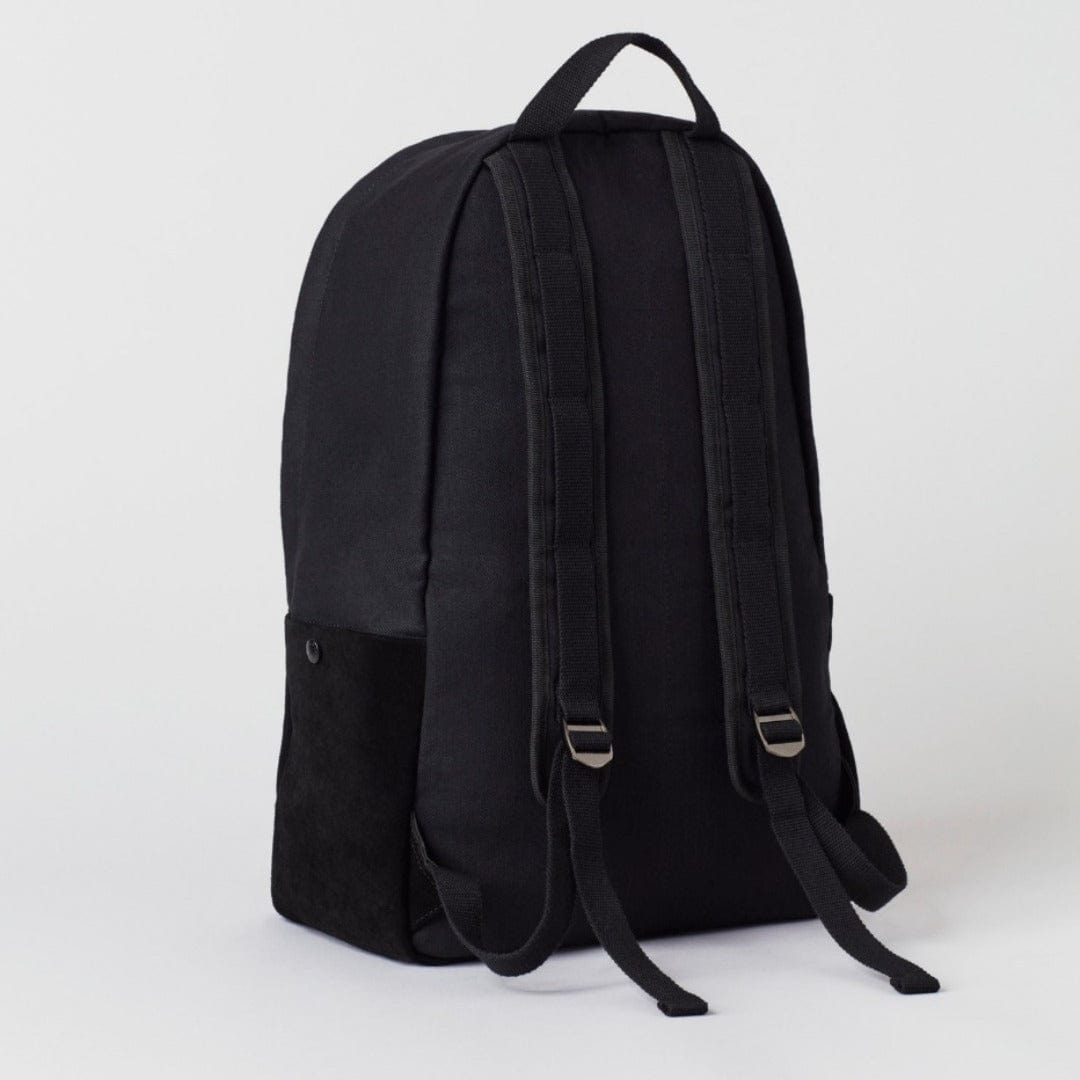 Suede Leather Denim Backpack Black