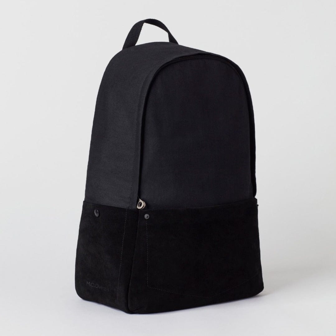 Suede Leather Denim Backpack Black