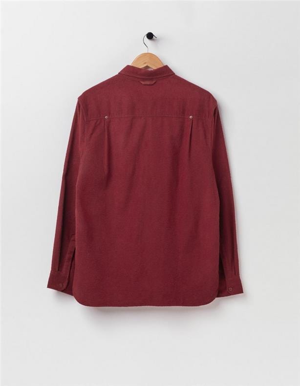 Flannel Pullover Collared Shirt Burgundy
